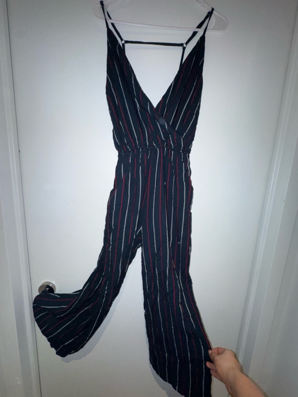 Hollister Navy Romper with Red & White Stripes